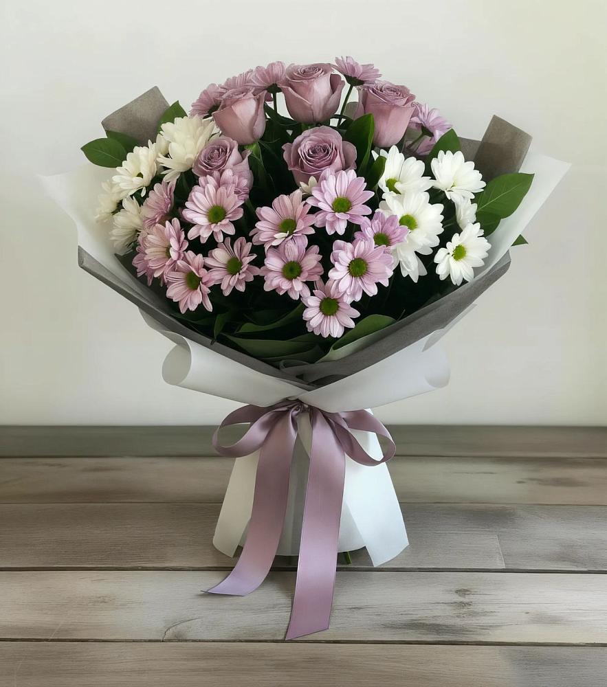 Букет цветов из: Хризантемы и Розы в Вознесенской Республики Ингушетия