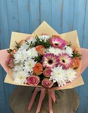 Букет цветов из:  Розы, Герберы и Хризантемы #REPLACE_PRED# Вознесенской Республики Ингушетия