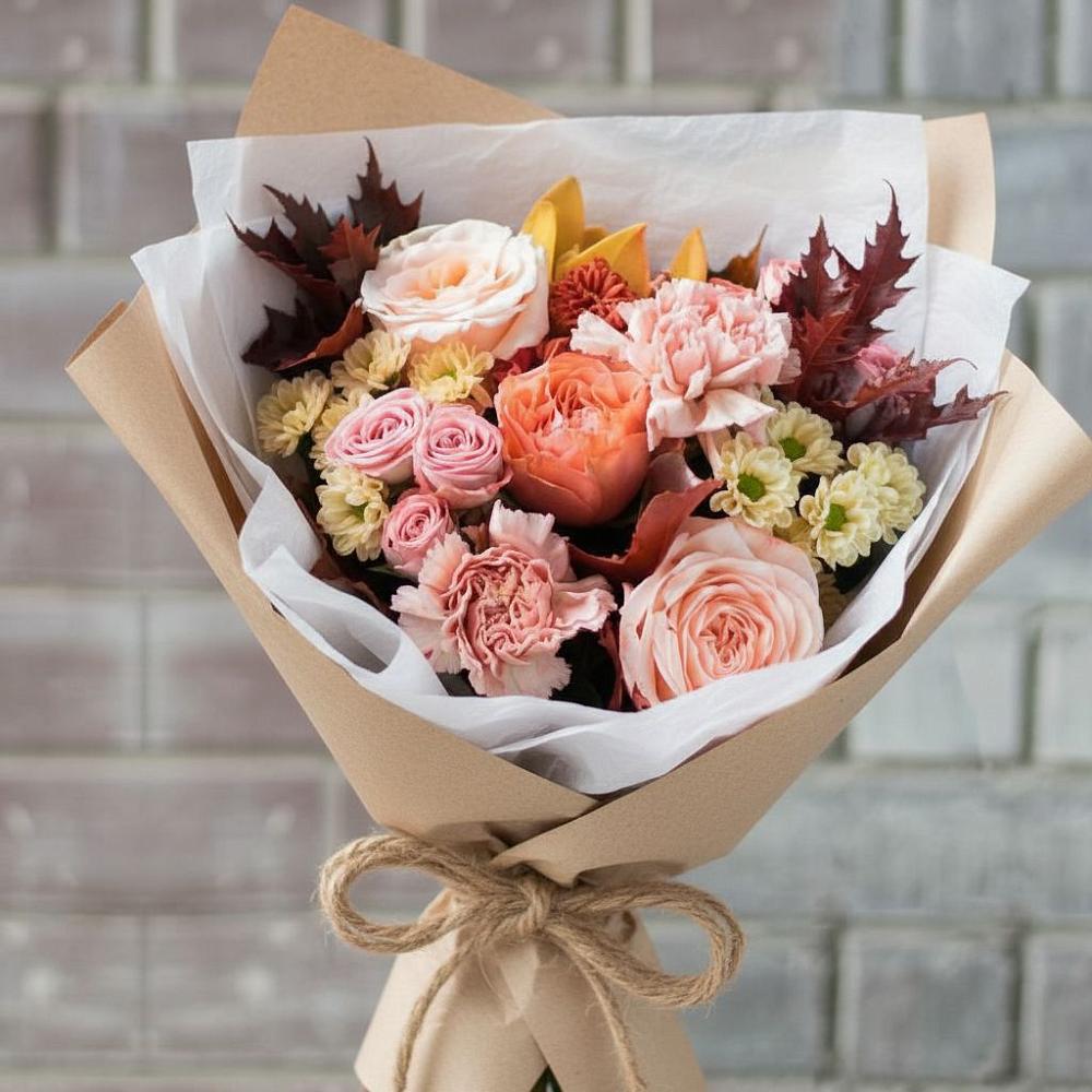 Букет цветов из: Гвоздики, Хризантемы и Розы в Вознесенской Республики Ингушетия