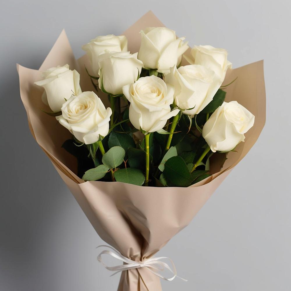 Букет 9 Белых роз Эдлесс Лав в Вознесенской Республики Ингушетия