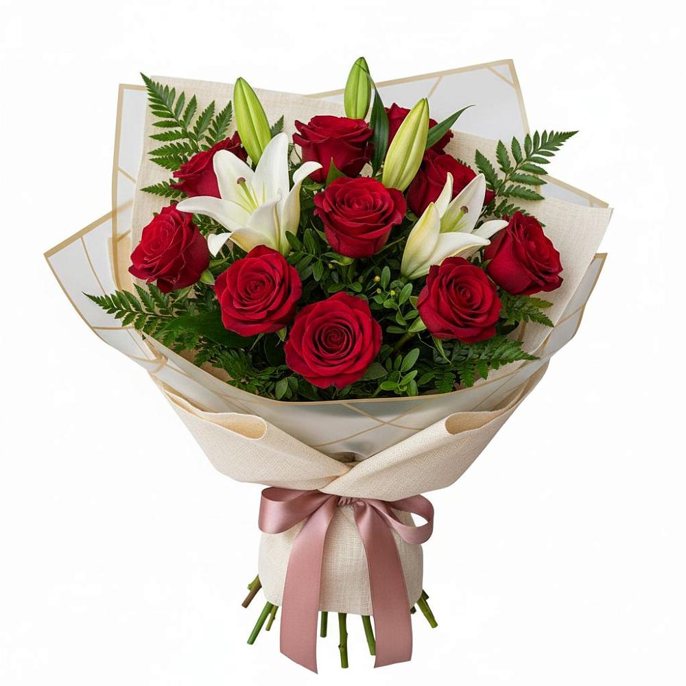 Букет цветов из: Лилии и Розы в Вознесенской Республики Ингушетия