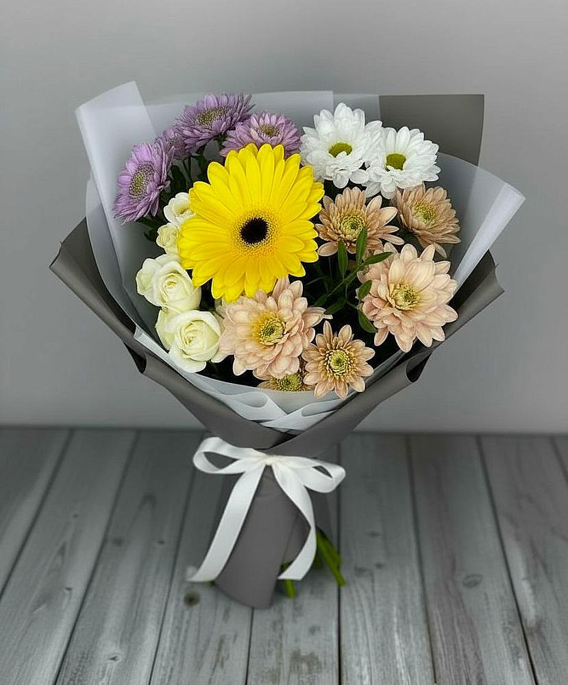 Букет цветов из: Розы, Герберы и Хризантемы в Вознесенской Республики Ингушетия