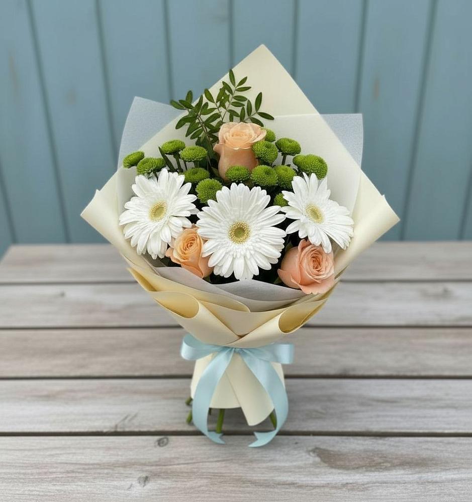 Букет цветов из: Герберы, Розы и Хризантемы в Вознесенской Республики Ингушетия
