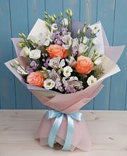 Букет цветов из:  Лизиантусы, Розы, Альстромерии и Гипсофила #REPLACE_PRED# Вознесенской Республики Ингушетия