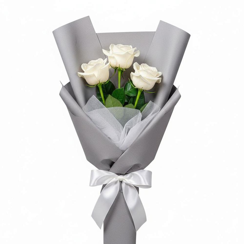 Букет 3 белые розы в Вознесенской Республики Ингушетия