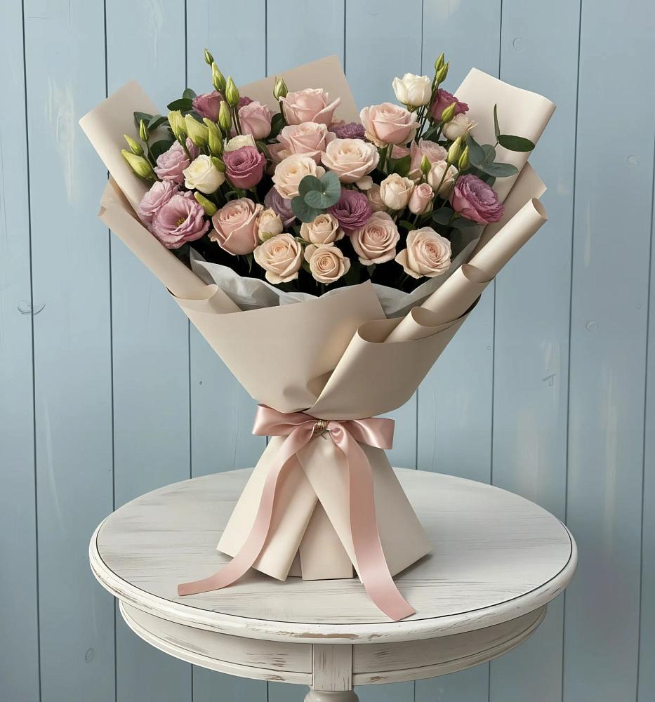 Букет цветов из: Розы и Лизиантусы в Вознесенской Республики Ингушетия