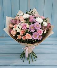 Букет цветов из:  Хризантемы, Розы и Альстромерии в Вознесенской Республики Ингушетия